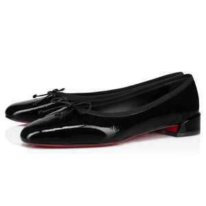 Christian Louboutin Sweetie Jane Flat Black Patent Leather Ballet Ballerina 41